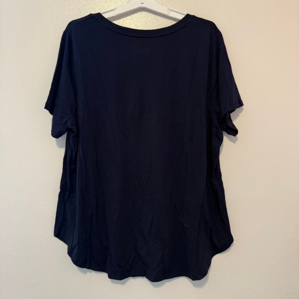 Ava & Viv Womens 2X Navy Blue Short Sleeve Scoop Neck T-Shirt Basic Tee NWT - Picture 3 of 3